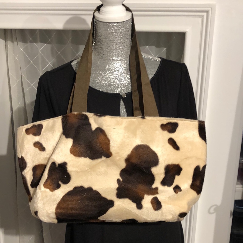Original faux fur cowhide pattern shoulder bag